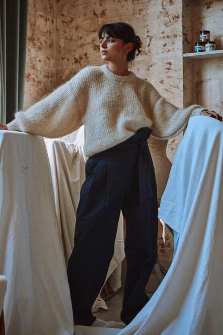 LUCIE Batwing Sweater in Mohair Wool - Off-White, 100% cruelty- free and sustainable knitwear - L'envers