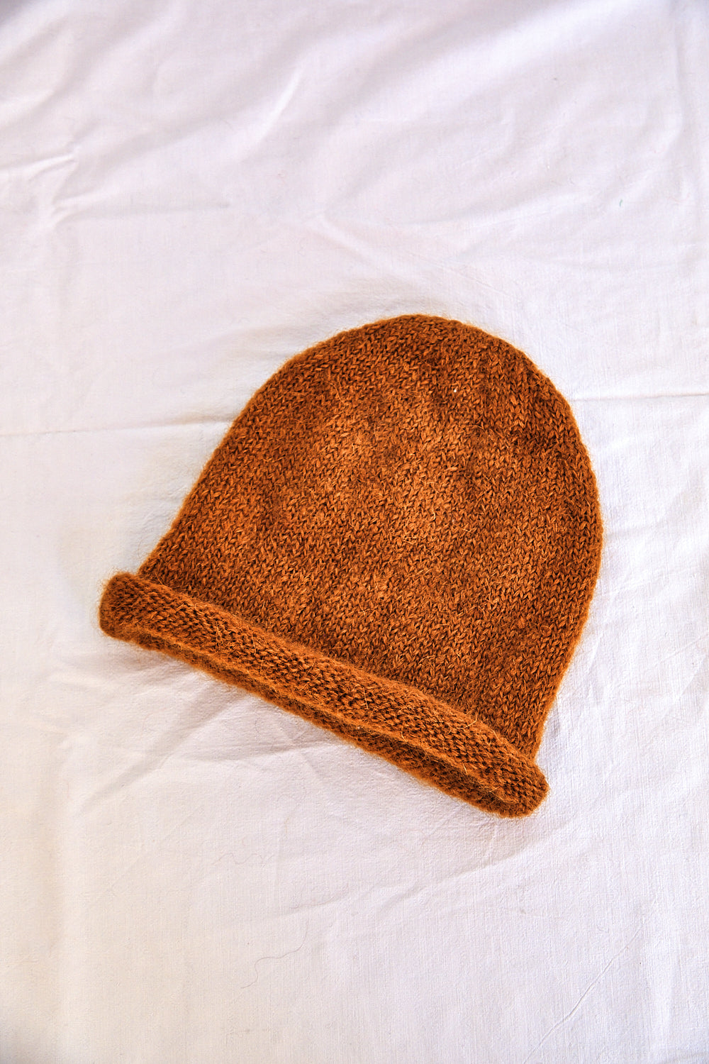 MARION Roll-Up Beanie in Mohair Wool - Amber