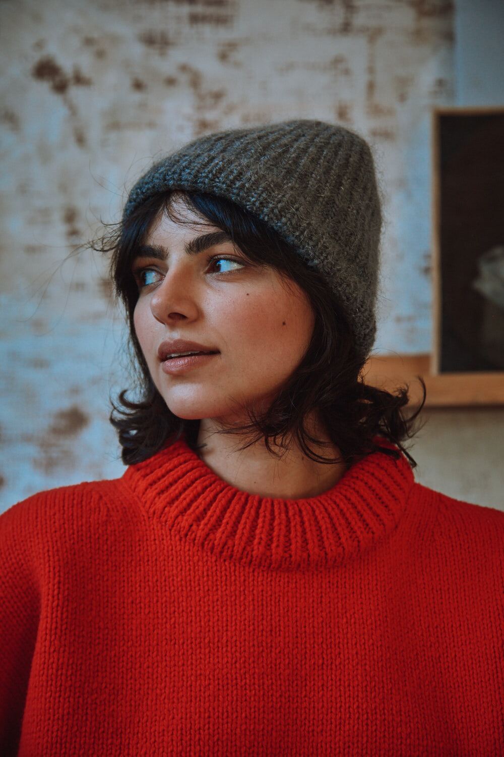 PAUL Beanie in Merino-Mohair Wool - Ash Grey - 100% cruelty- free and sustainable knitwear - L'envers 