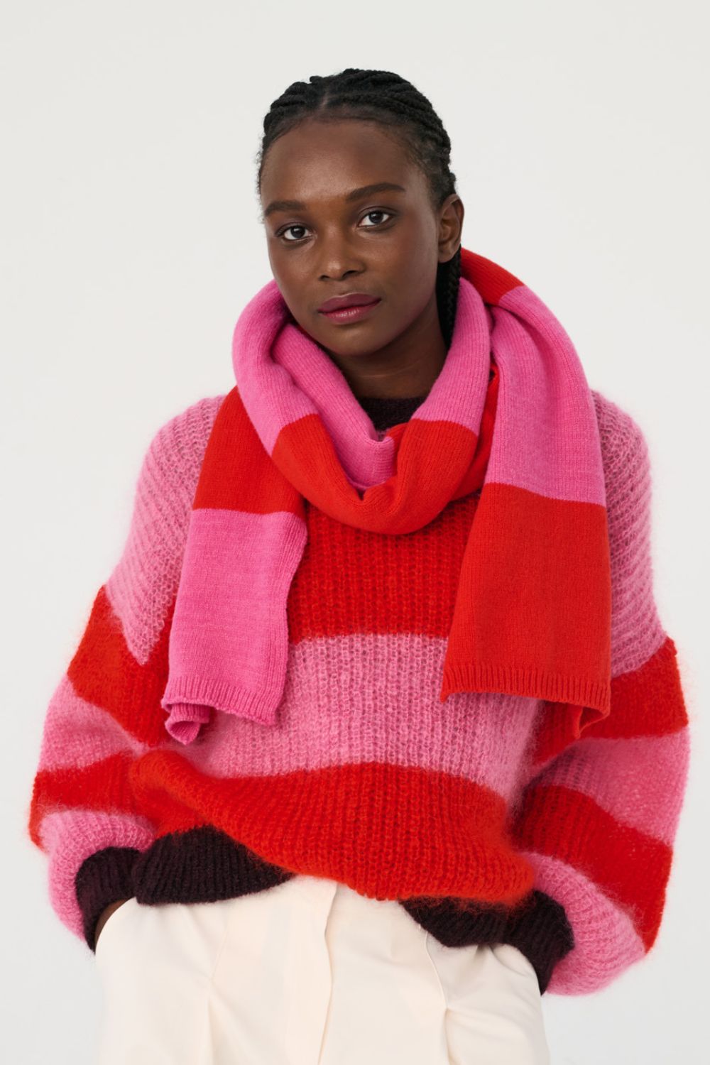 CLEMENCE Mega Scarf by Lucas du Tertre x L'Envers - Red-Pink