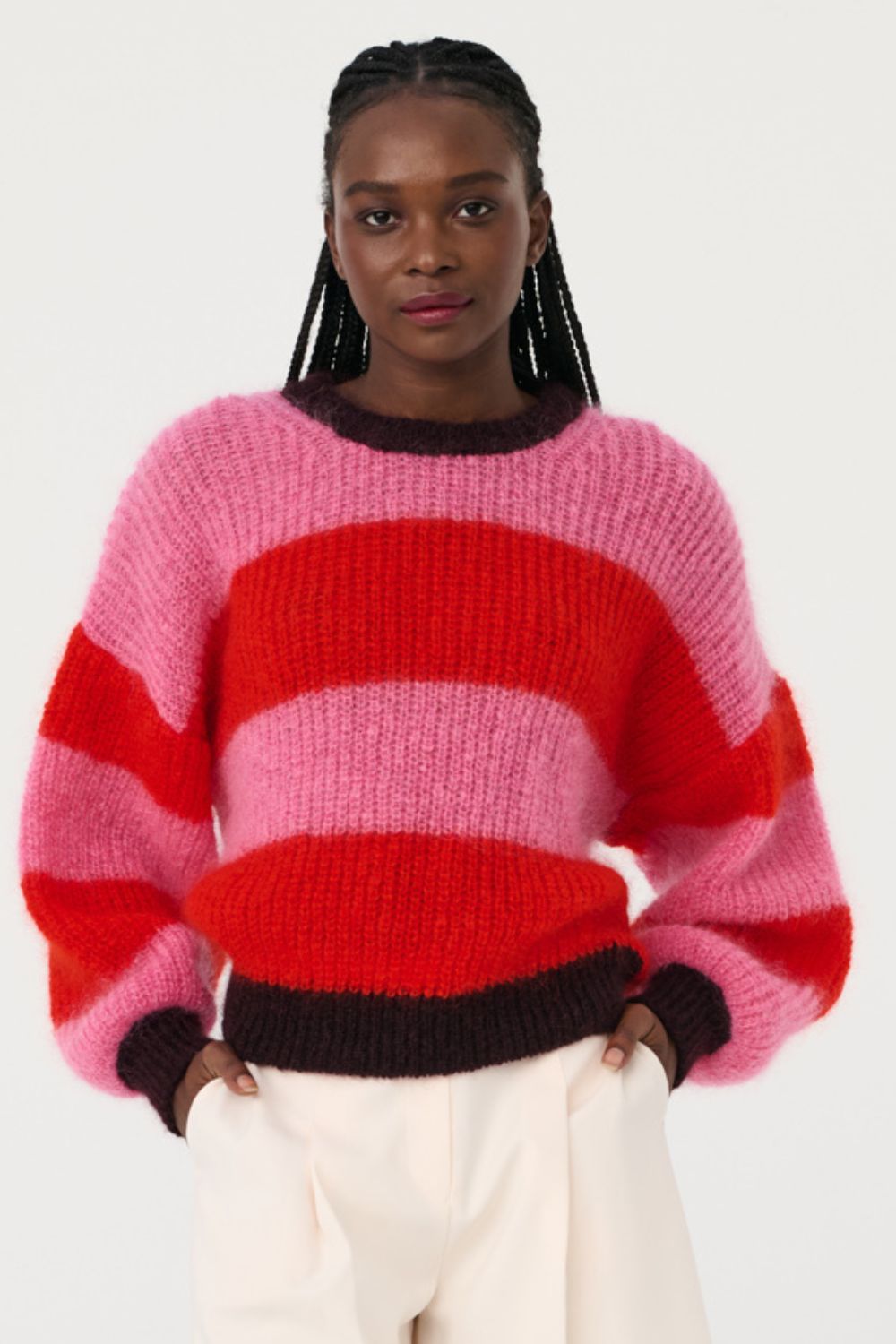 Pink and red striped sweater best sale