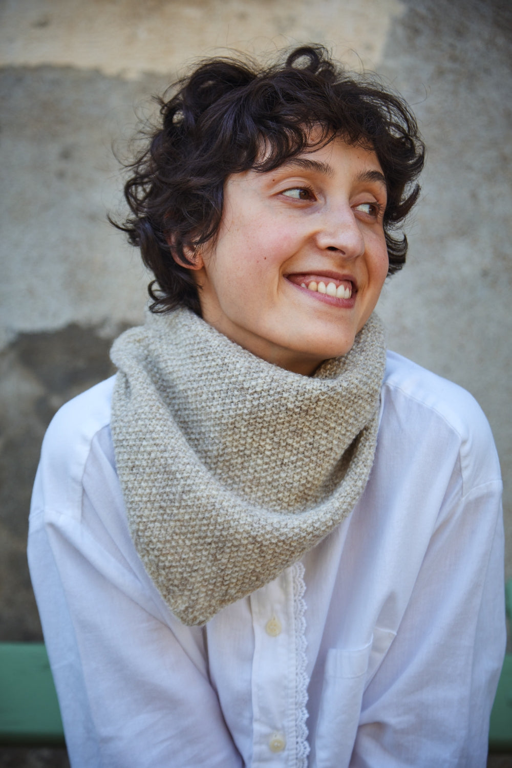 HORTENSE Bandana in Merino Wool - Beige