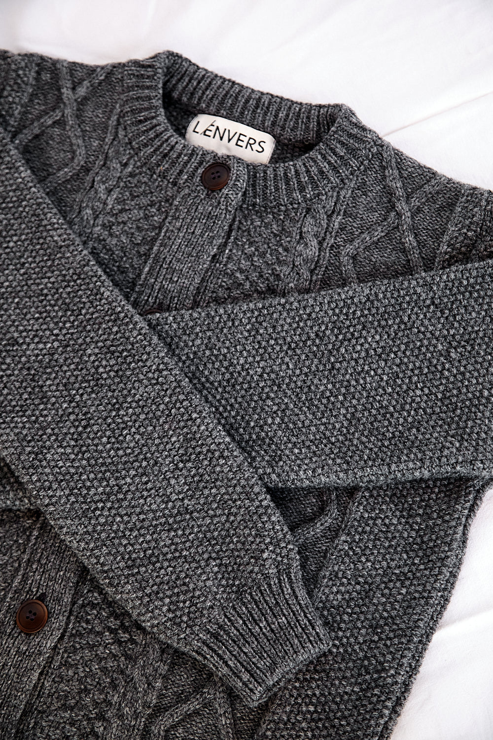 SONIA Cable Cardigan in Merino Wool - Ash Grey