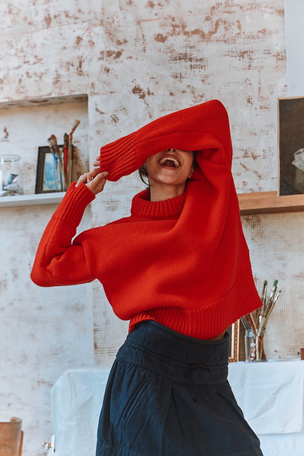 STÉPHANIE Sweater in Red - 100% Cruelty Free Merino Wool | L'Envers