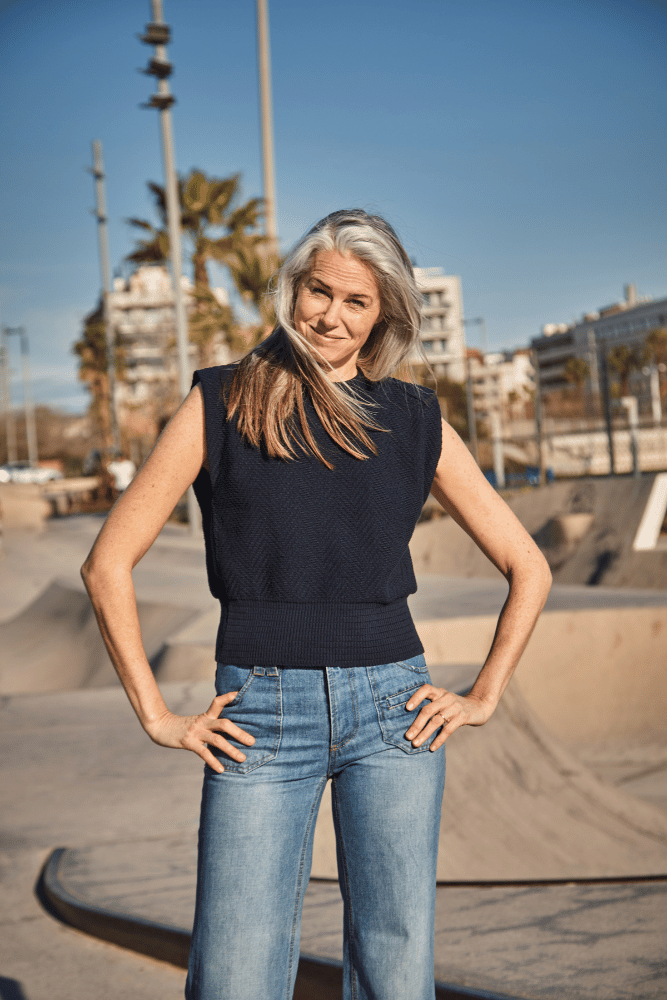 Valentine Sleeveless Top in navy blue- 100% Organic Cotton - L'Envers