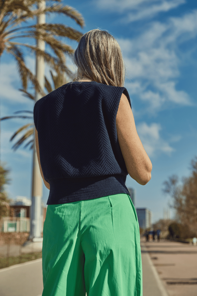 Valentine Sleeveless Top in navy blue- 100% Organic Cotton - L'Envers