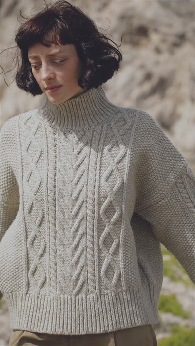 GWENAELLE Irish Cable Sweater in Merino Wool - Beige | L'Envers