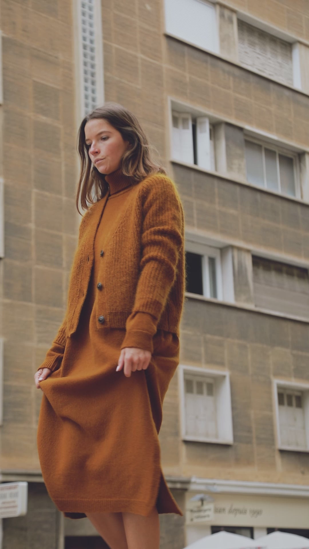 ANNA V-Neck Cardigan in Merino-Mohair Wool - Amber -  Spanish Merino Wool Cardigan - L'Envers