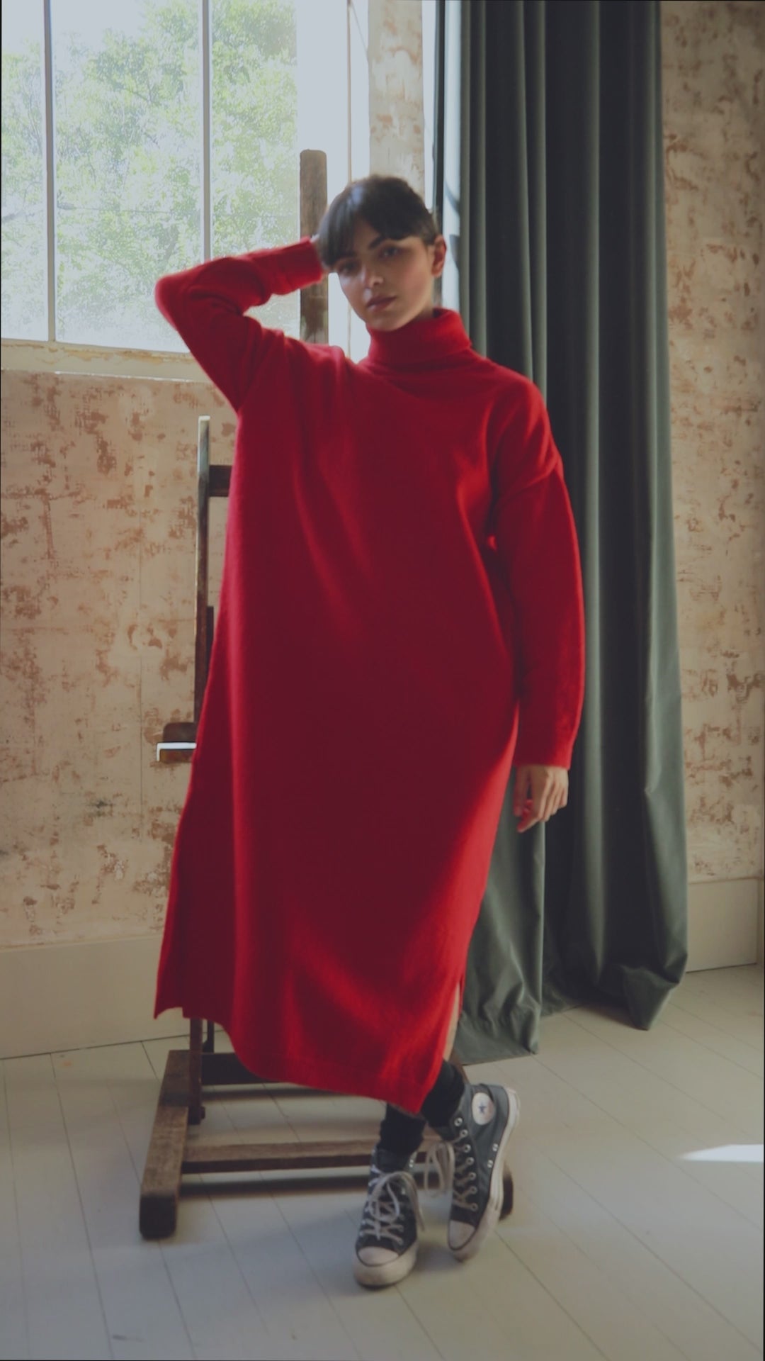 FREYA Wool Dress in Red - 100% Cruelty Free Merino Wool - L'Envers