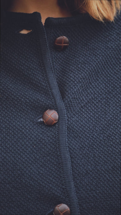 EMILIE Short Jacket in Organic Cotton - Navy | L'Envers