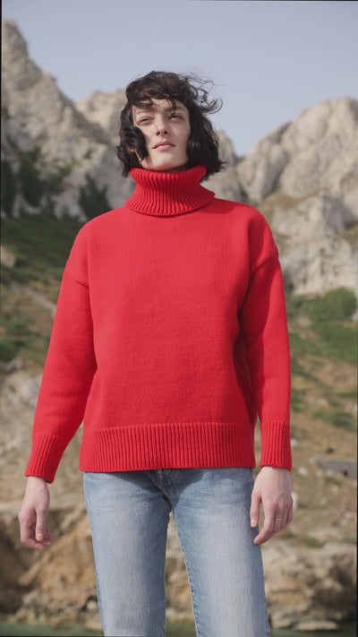 THÉRÈSE Sweater in Red - 100% Cruelty Free Merino Wool - L'Envers