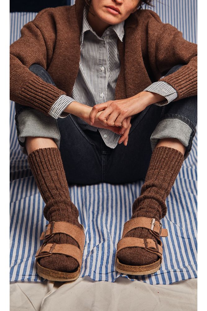 BERTHE Wool Socks - Chocolate - sustainable socks - L'envers