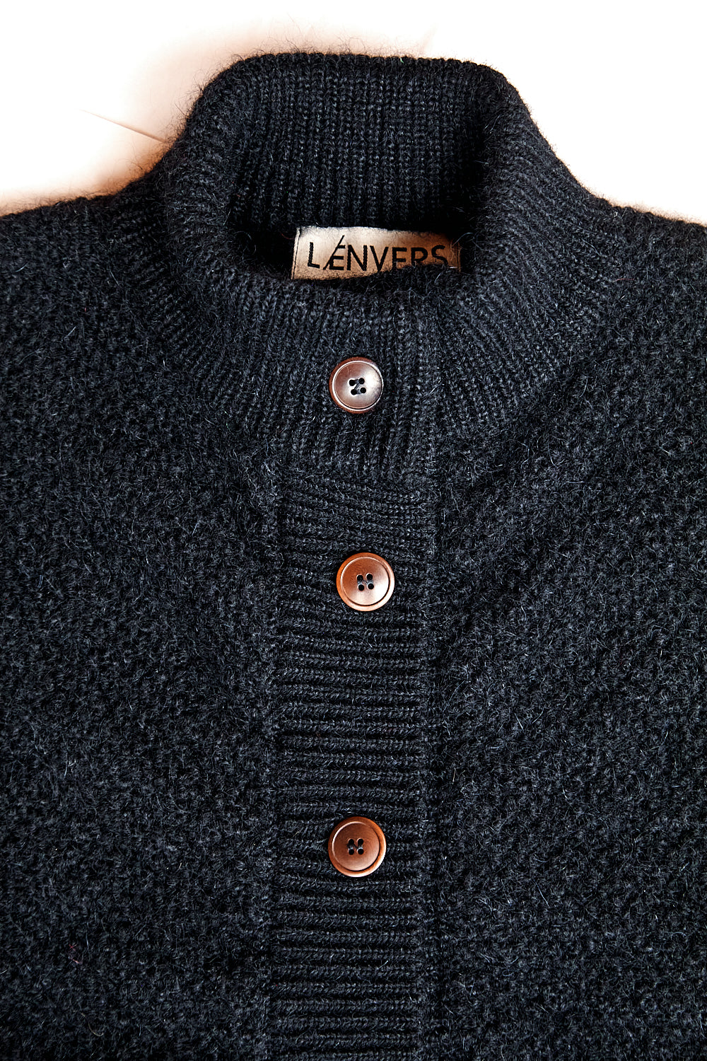 GEORGE Veste cardigan à col montant en laine mérinos-mohair - Noir