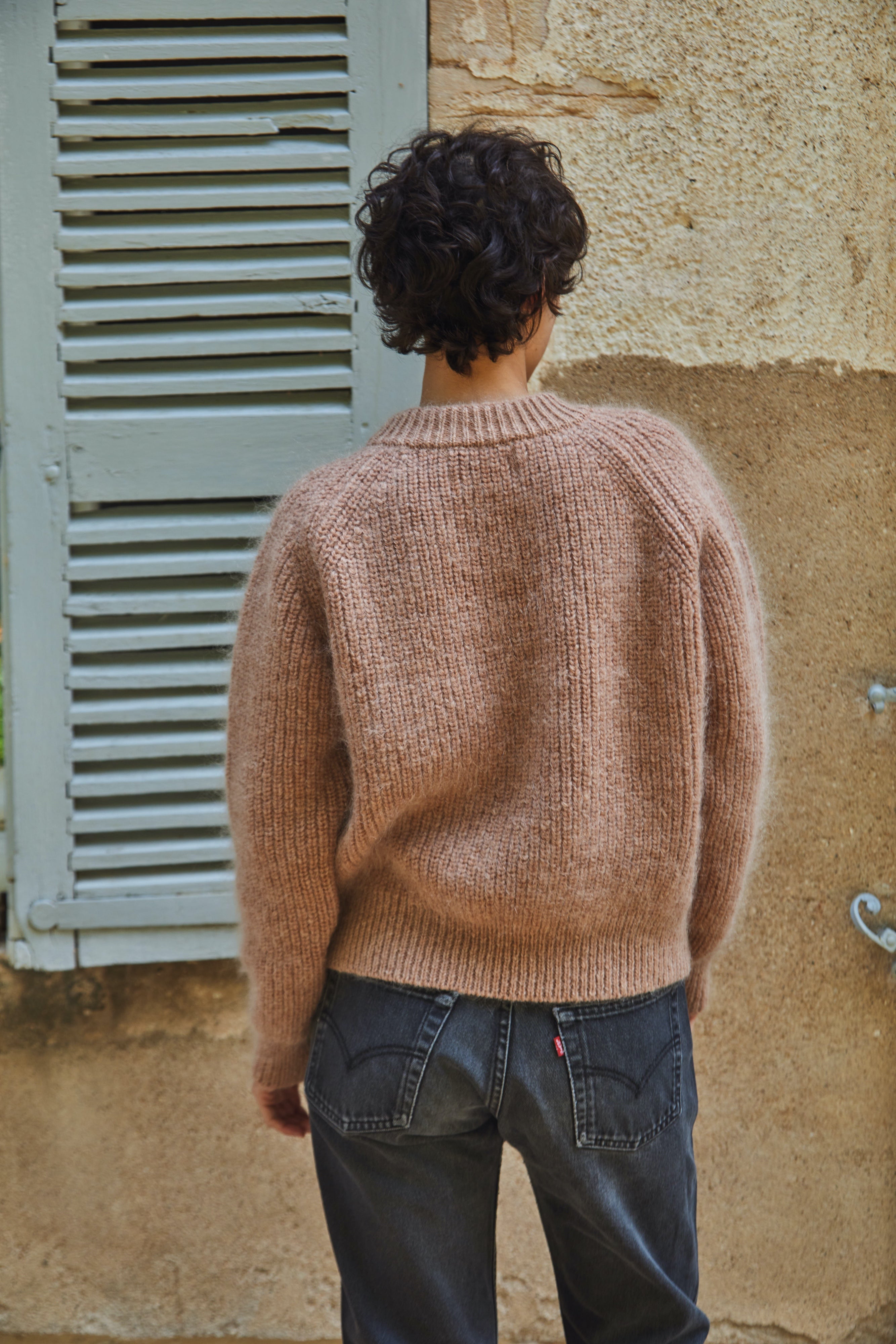 Pull AGNES - 100% Cruelty Free mérinos  Laine Mohair rose clair Laine espagnole mérinos  pull  - L'Envers