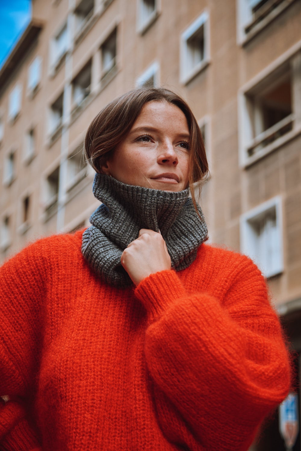 AMANDINE Collier de laine mérinos Écharpe - Gris cendré - Cardigan espagnol en laine mérinos - L'Envers