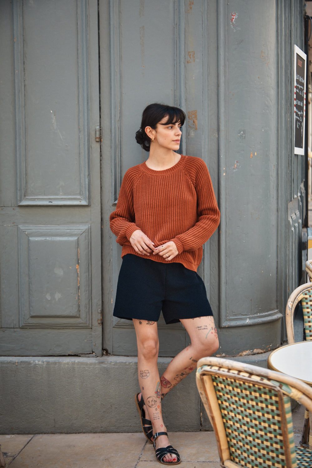 BRIGITTE Pull-over raglan en coton biologique - Terracotta