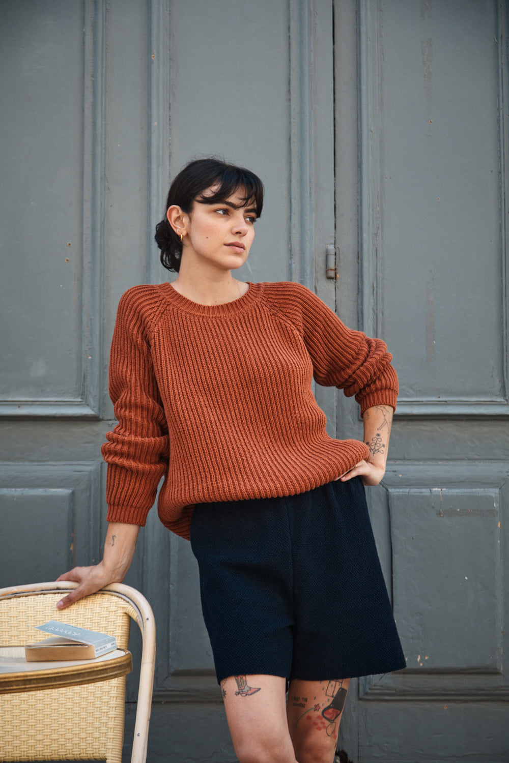 BRIGITTE Pull-over raglan en coton biologique - Terracotta