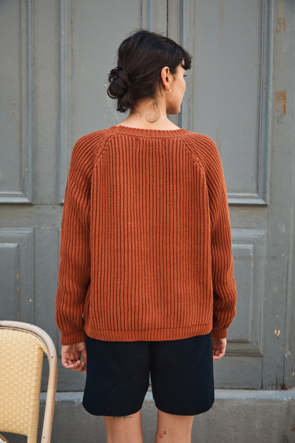 BRIGITTE Pull-over raglan en coton biologique - Terracotta