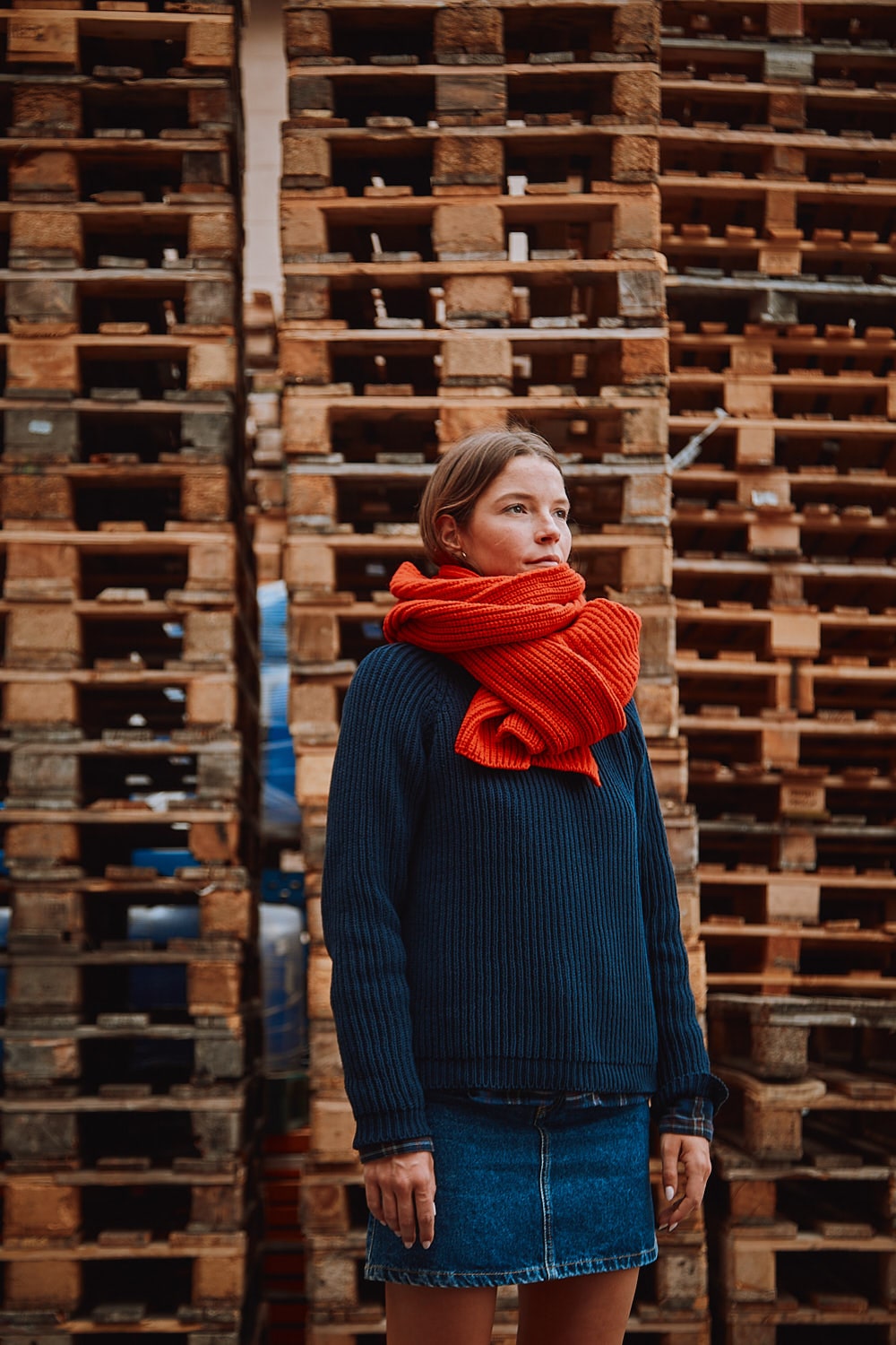 CAMILLE Écharpe en rouge - 100% laine naturelle - L'Envers