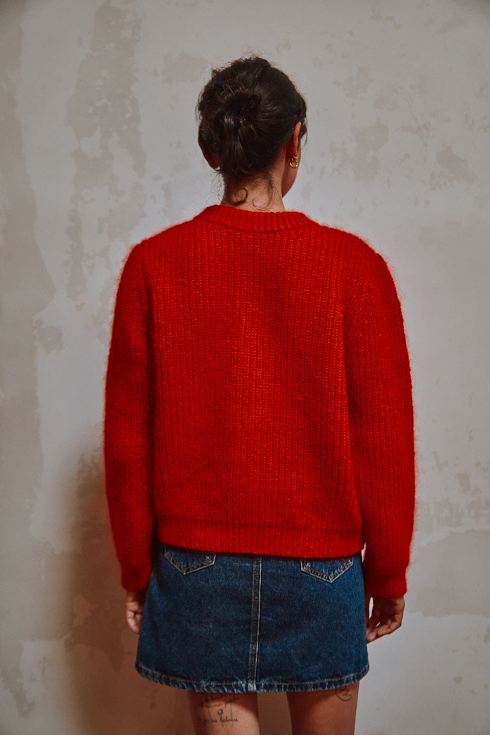 Cardigan CHARLOTTE en rouge - Mohair et laine mérinos sans cruauté - L'Envers