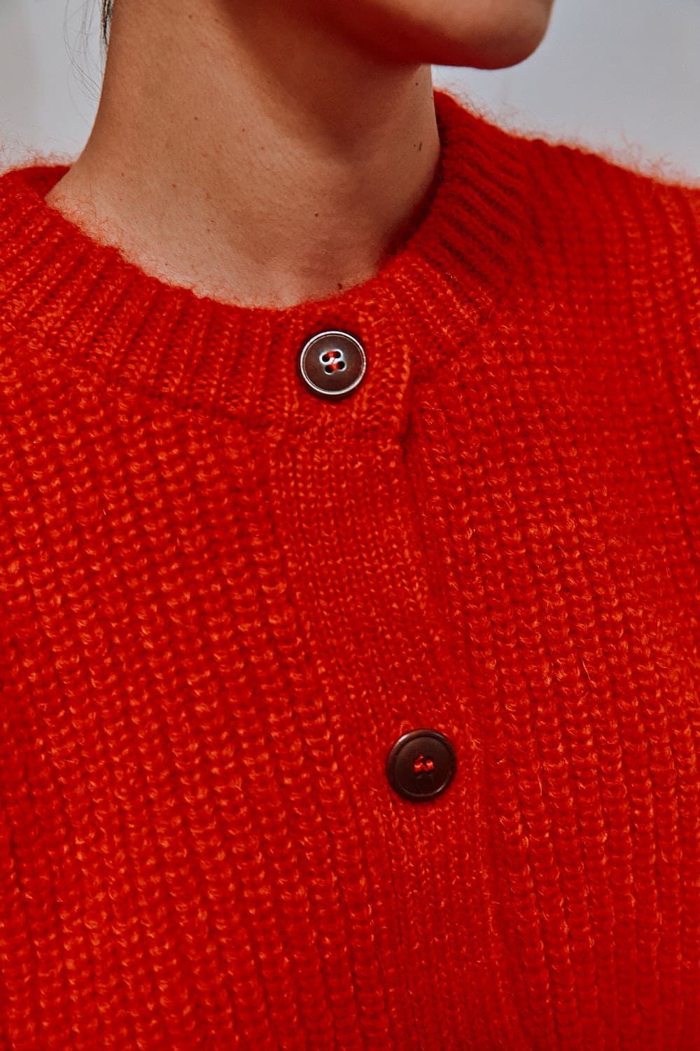 Cardigan CHARLOTTE en rouge - Mohair et laine mérinos sans cruauté - L'Envers