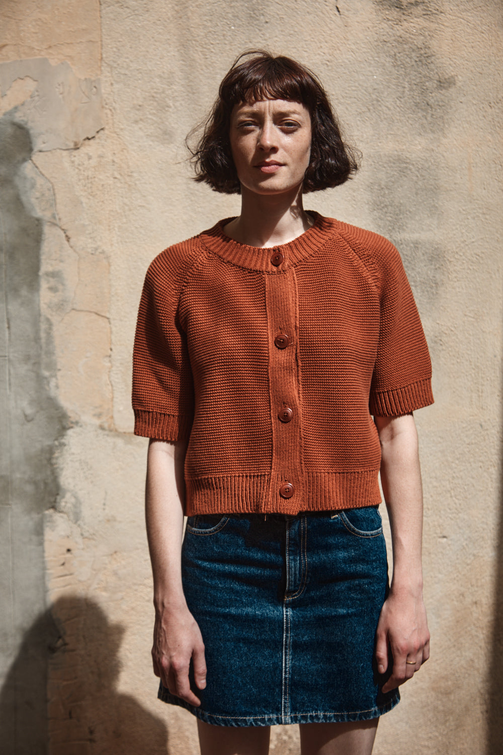 CLARISSE Cardigan à manches Manches en coton biologique - Terracotta