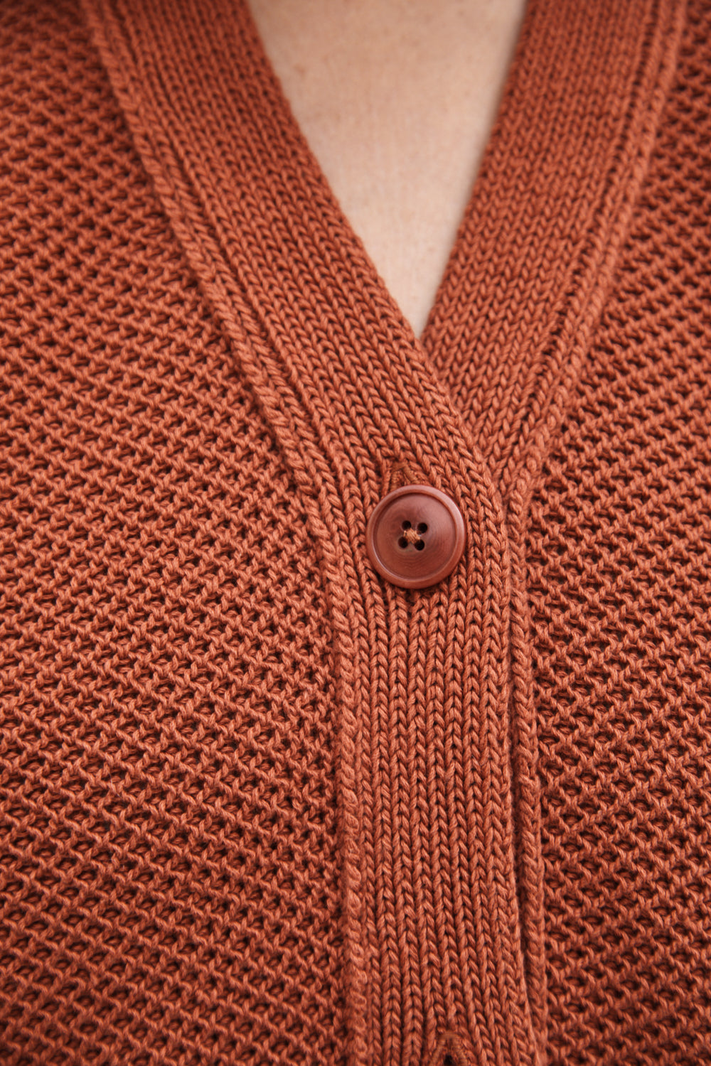 ELEONORE Cardigan sans manches à col en V en coton biologique - Terracotta