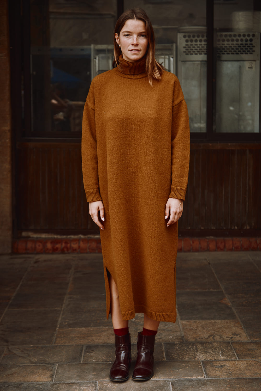 FREYA Robe en laine mérinos, ambre - 100% Laine mérinos sans cruauté - L'Envers