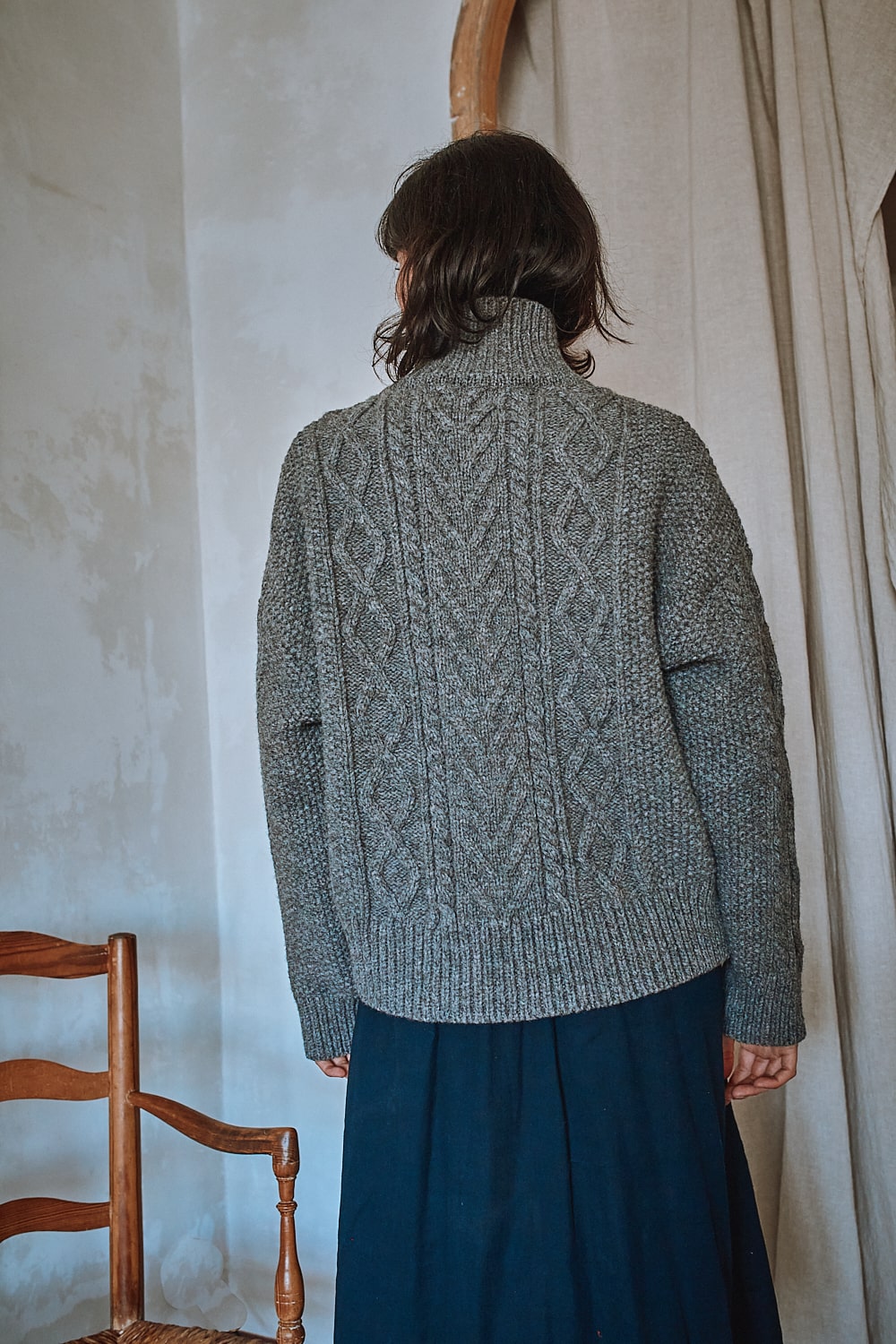 GWENAELLE Pull irlandais en laine mérinos - Gris cendré | L'Envers