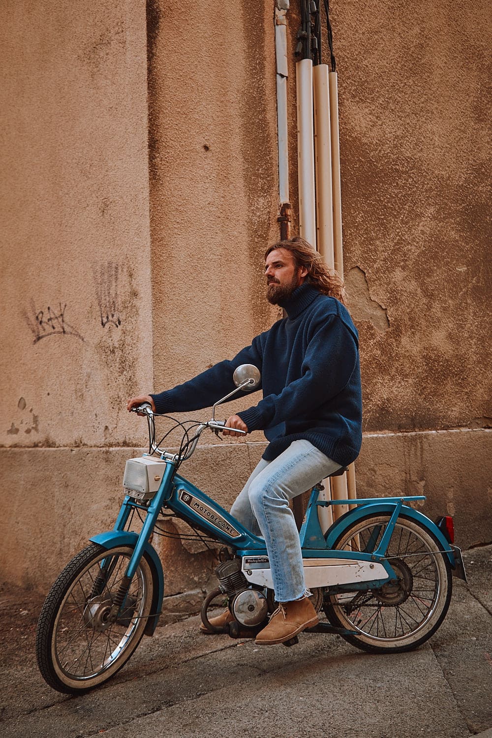 JACQUES Pull à col roulé pour hommes en laine mérinos - Bleu marine | L'Envers