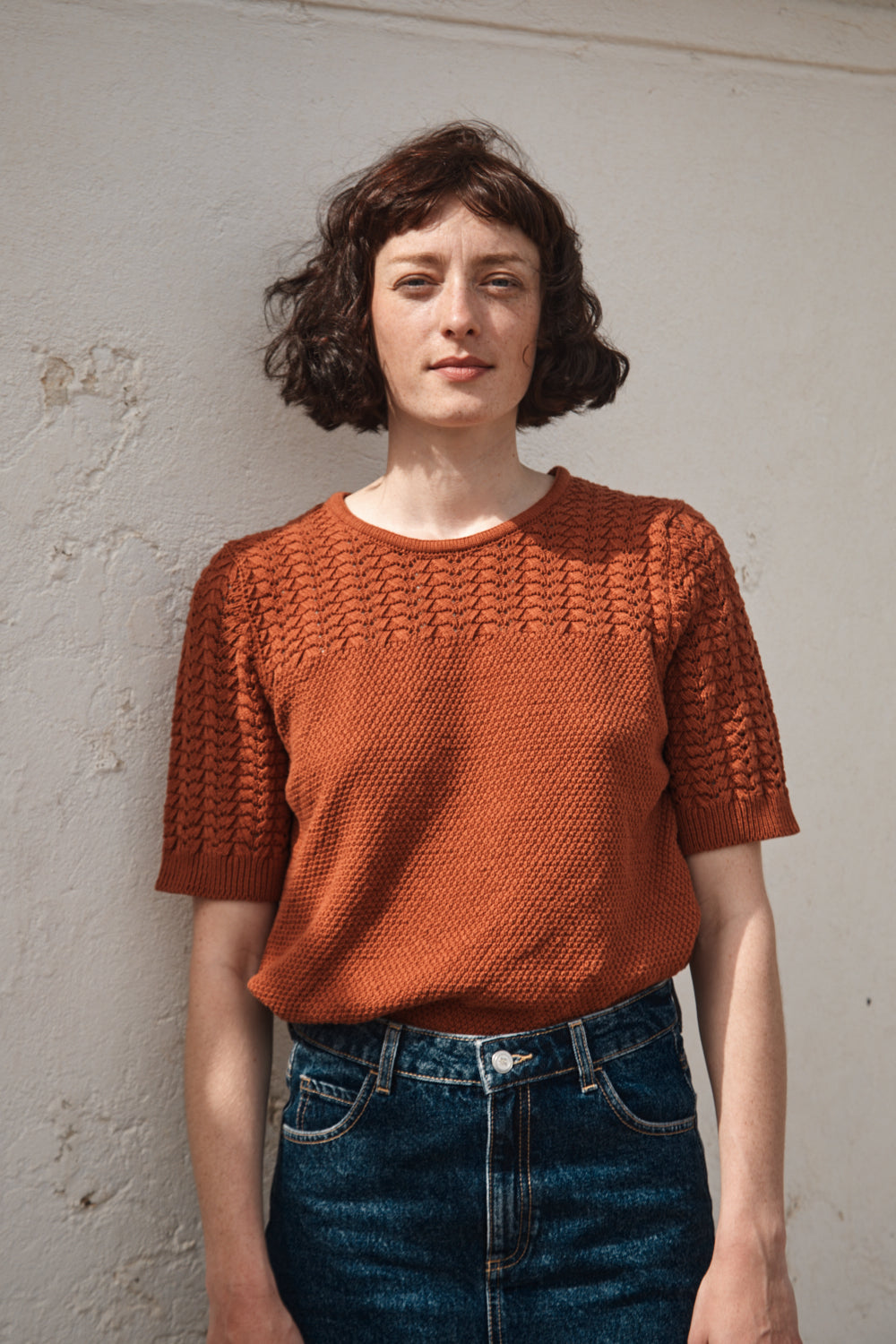 LIZ Top en dentelle en coton biologique - Terracotta