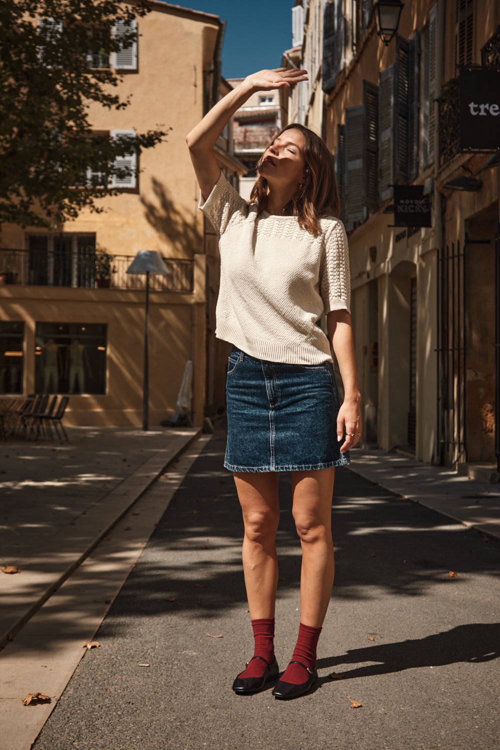 LIZ Top en dentelle en coton biologique - Écru