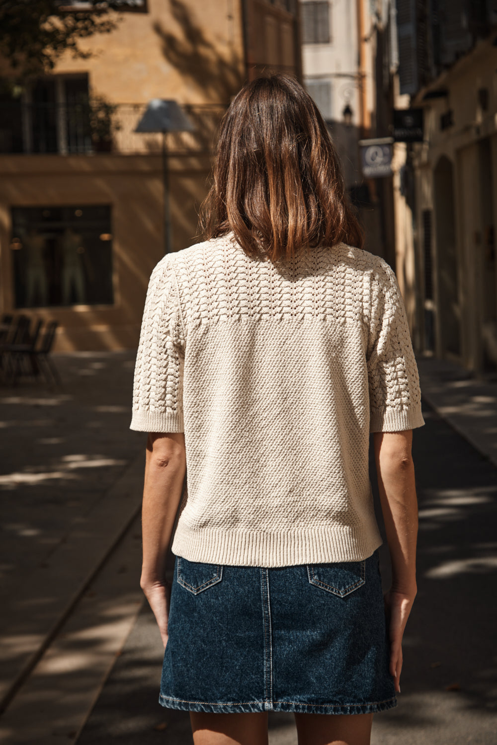 LIZ Top en dentelle en coton biologique - Écru