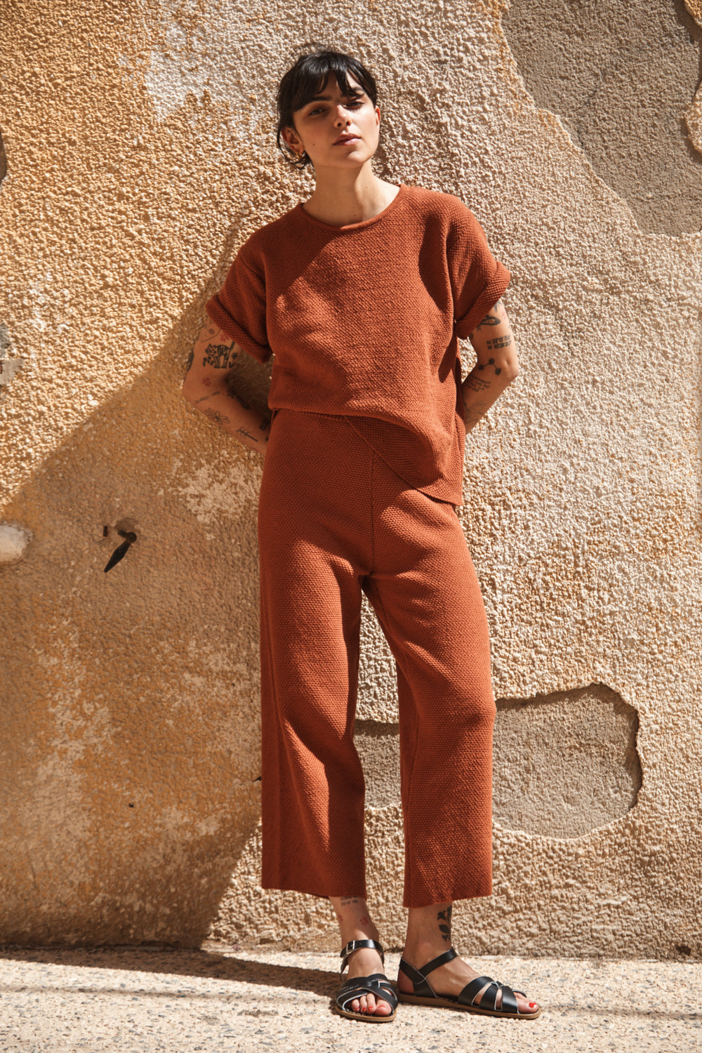 LOUISA Pantalon en coton biologique - Terracotta