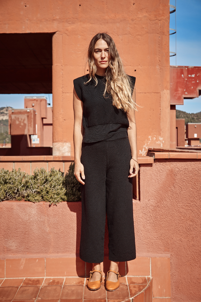 Pantalon court en coton biologique LOUISA - Noir - L'Envers