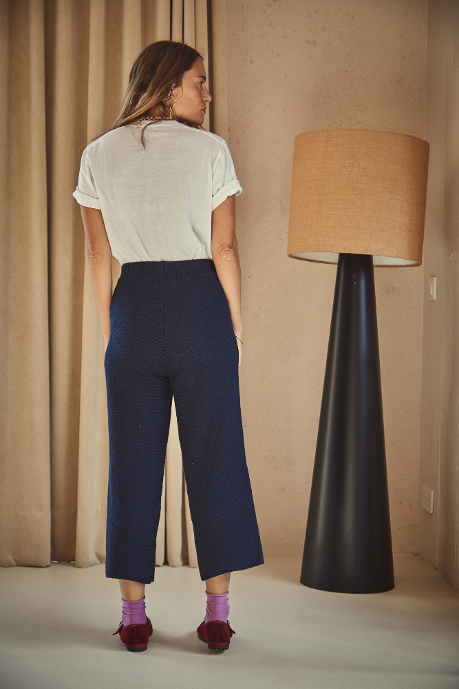 Pantalon LOUISA en coton bio - Bleu marine - L'Envers