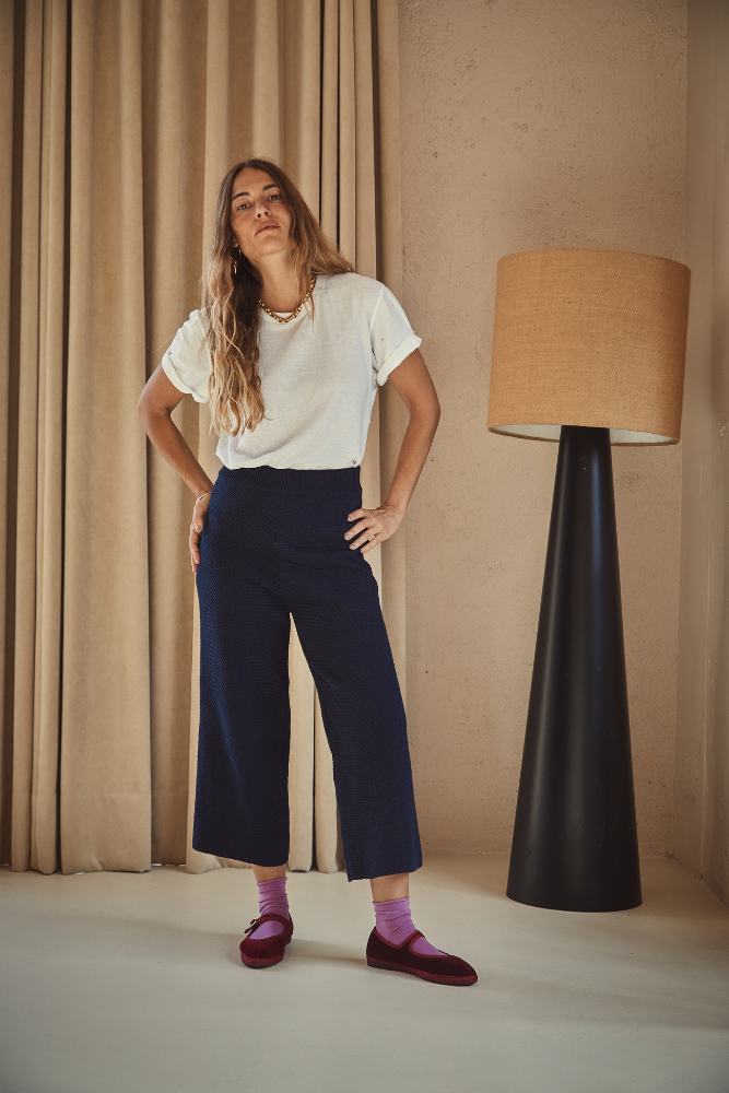 Pantalon LOUISA en coton bio - Bleu marine - L'Envers