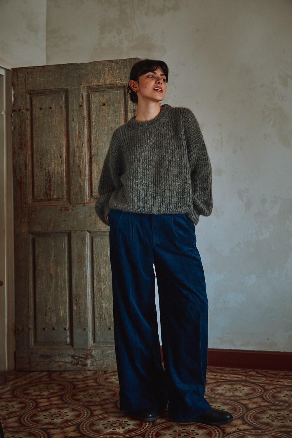 LUCIE Pull chauve-souris en laine mohair - Ash Grey, 100% cruelty-free and sustainable knitwear - L'envers