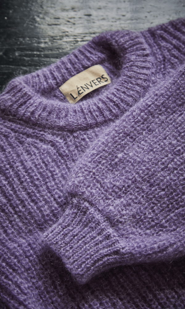 LUCIE Pull chauve-souris en laine mohair - Lilas