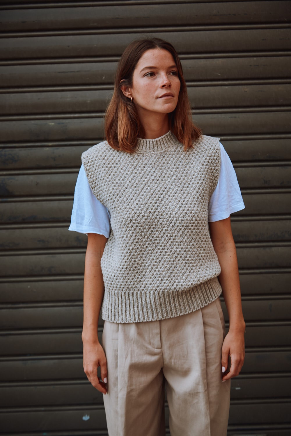 MAIA Pull sans manches en laine mérinos - Beige