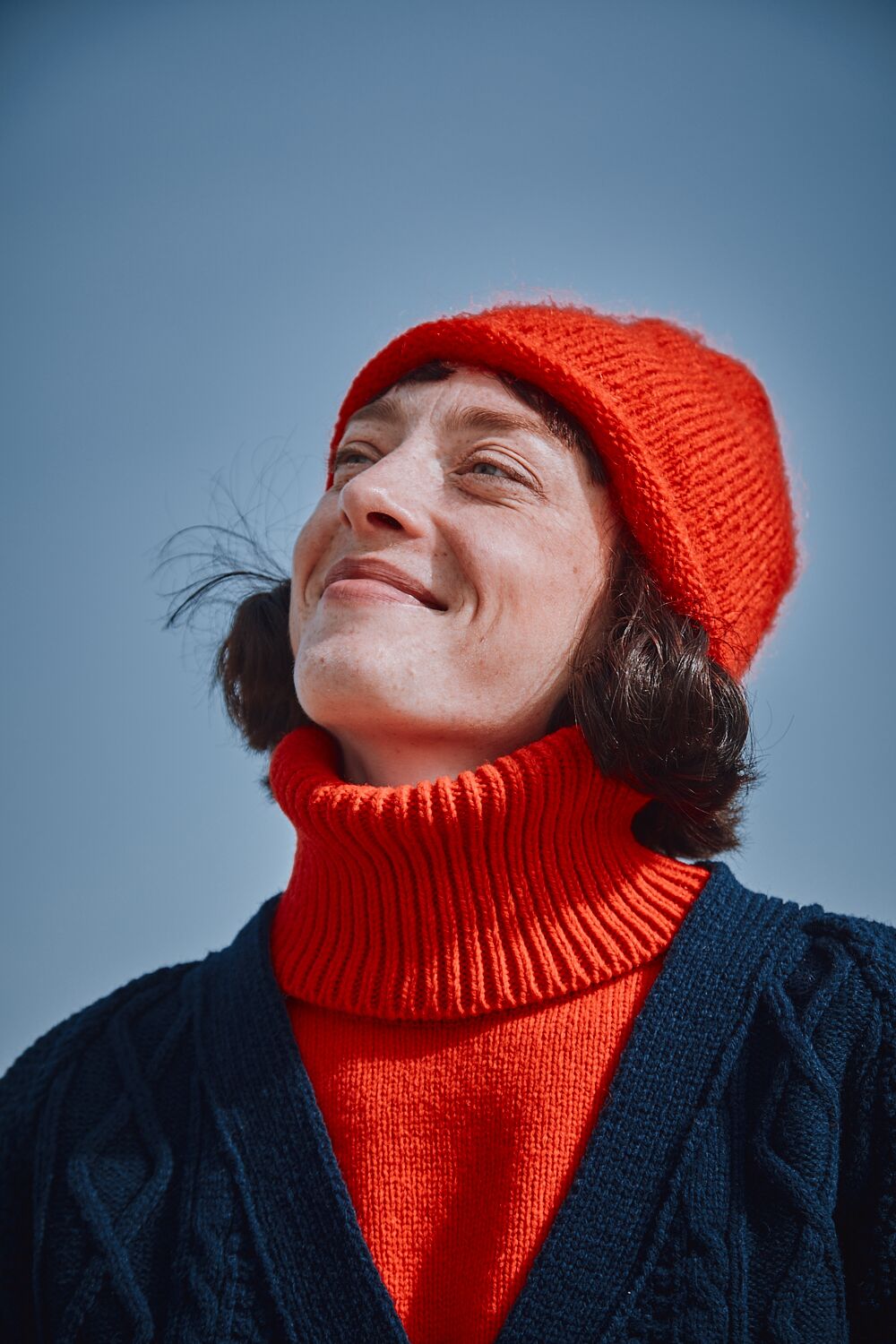 Bonnet roulé MARION en laine mohair - Rouge