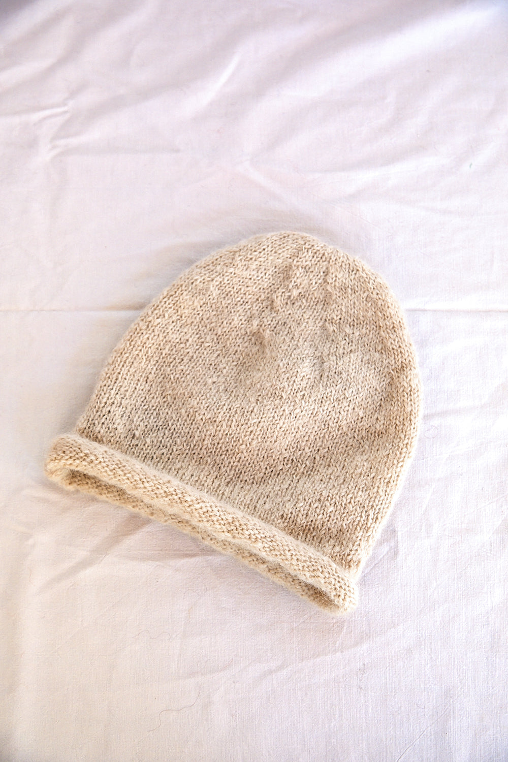 Bonnet enroulable MARION en laine mohair - écru