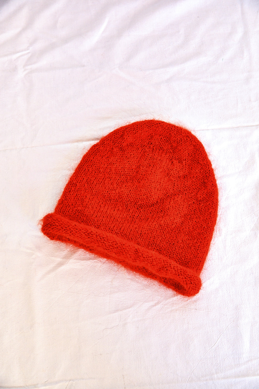 Bonnet roulé MARION en laine mohair - Rouge