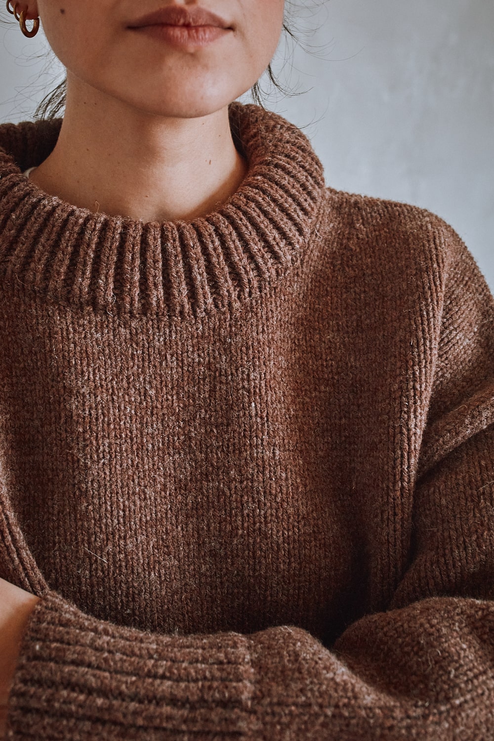 STEPHANIE Pull oversize en laine mérinos - Chocolat Tricot 100% cruelty- free and sustainable - L'envers 