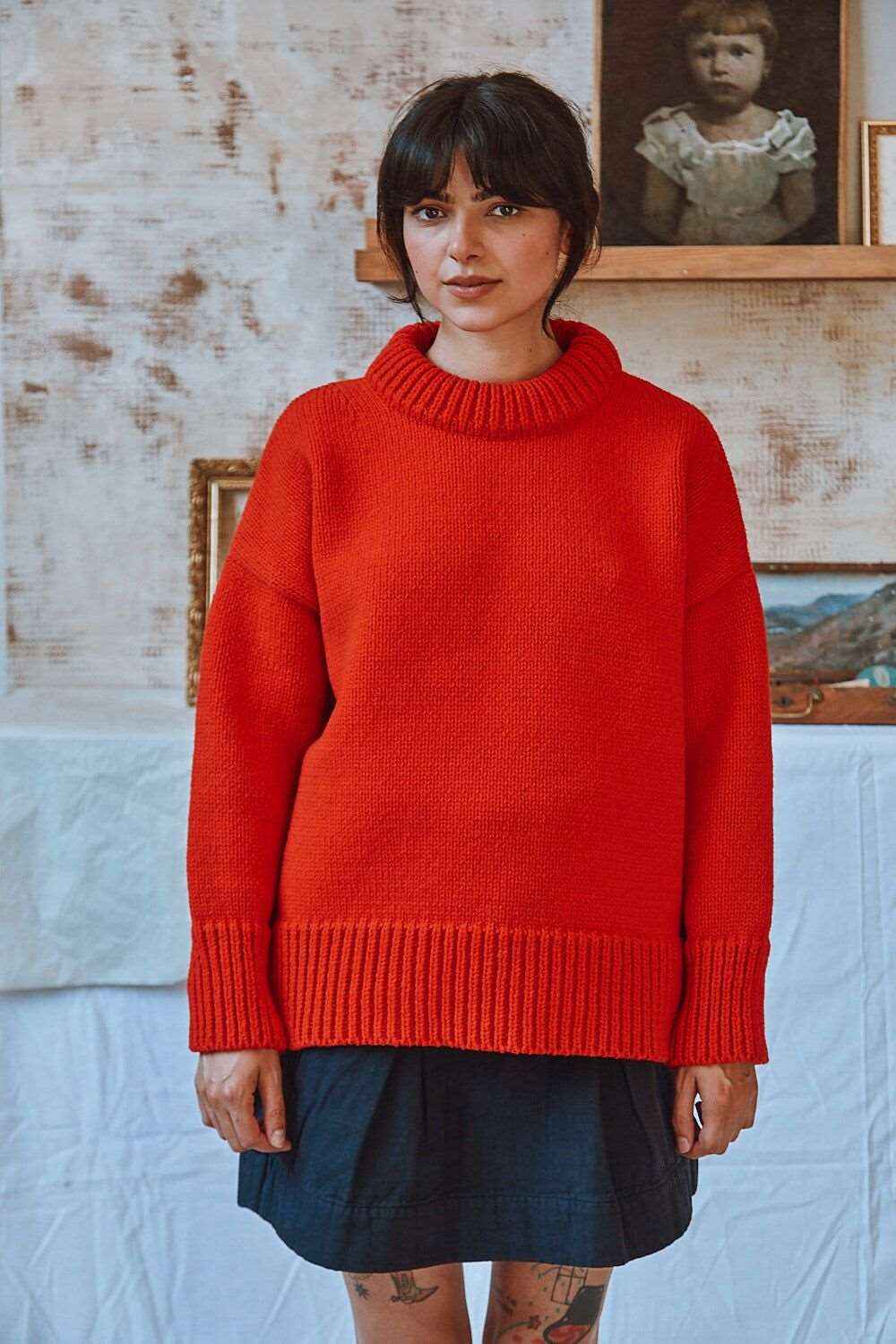 Pull STÉPHANIE en rouge - 100% Laine mérinos sans cruauté | L'Envers