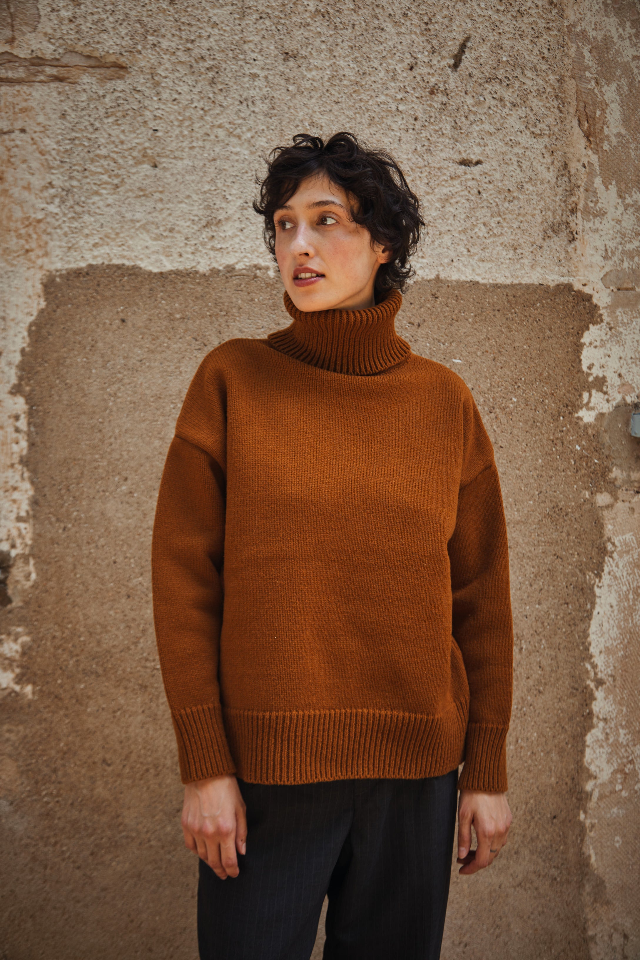  Pull THERESE - 100% Laine mérinos sans cruauté en laine mérinos espagnole ambrée pull - L'Envers