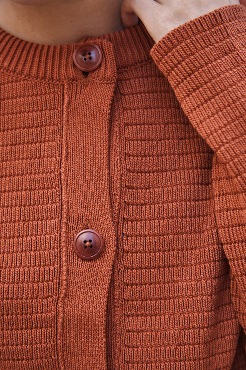 VALÉRIE Cardigan court en coton biologique - Terracotta