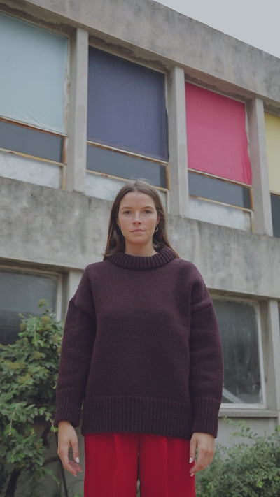 Pull STÉPHANIE en prune - 100% Laine mérinos sans cruauté | L'Envers